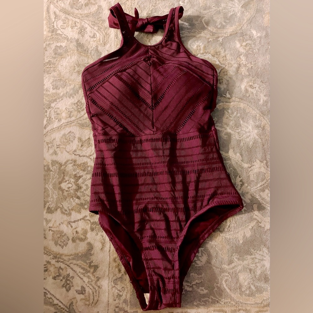 Kona Sol- Burgundy Lace Swimsuit